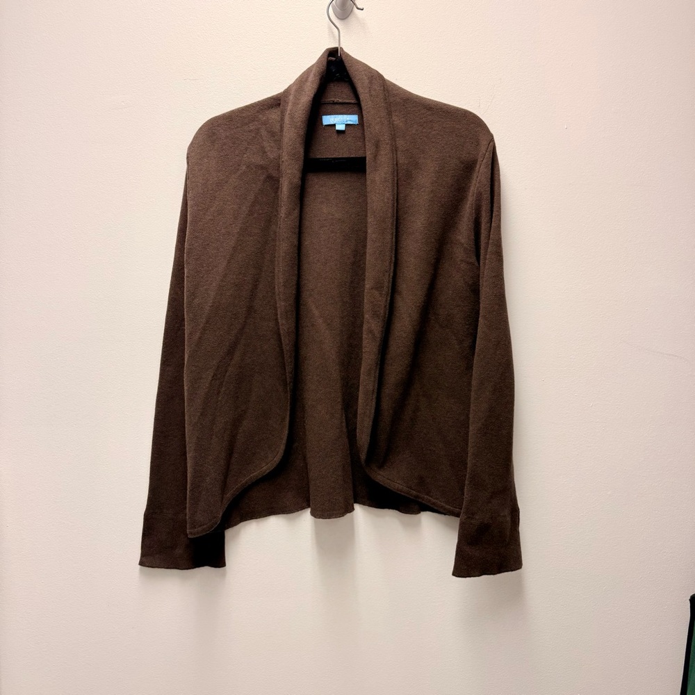 Burgess Brown Cotton Cashmere Cardigan | Small
